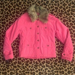 Oscar Kids Y2k pink corduroy puffer insulation button up winter jacket